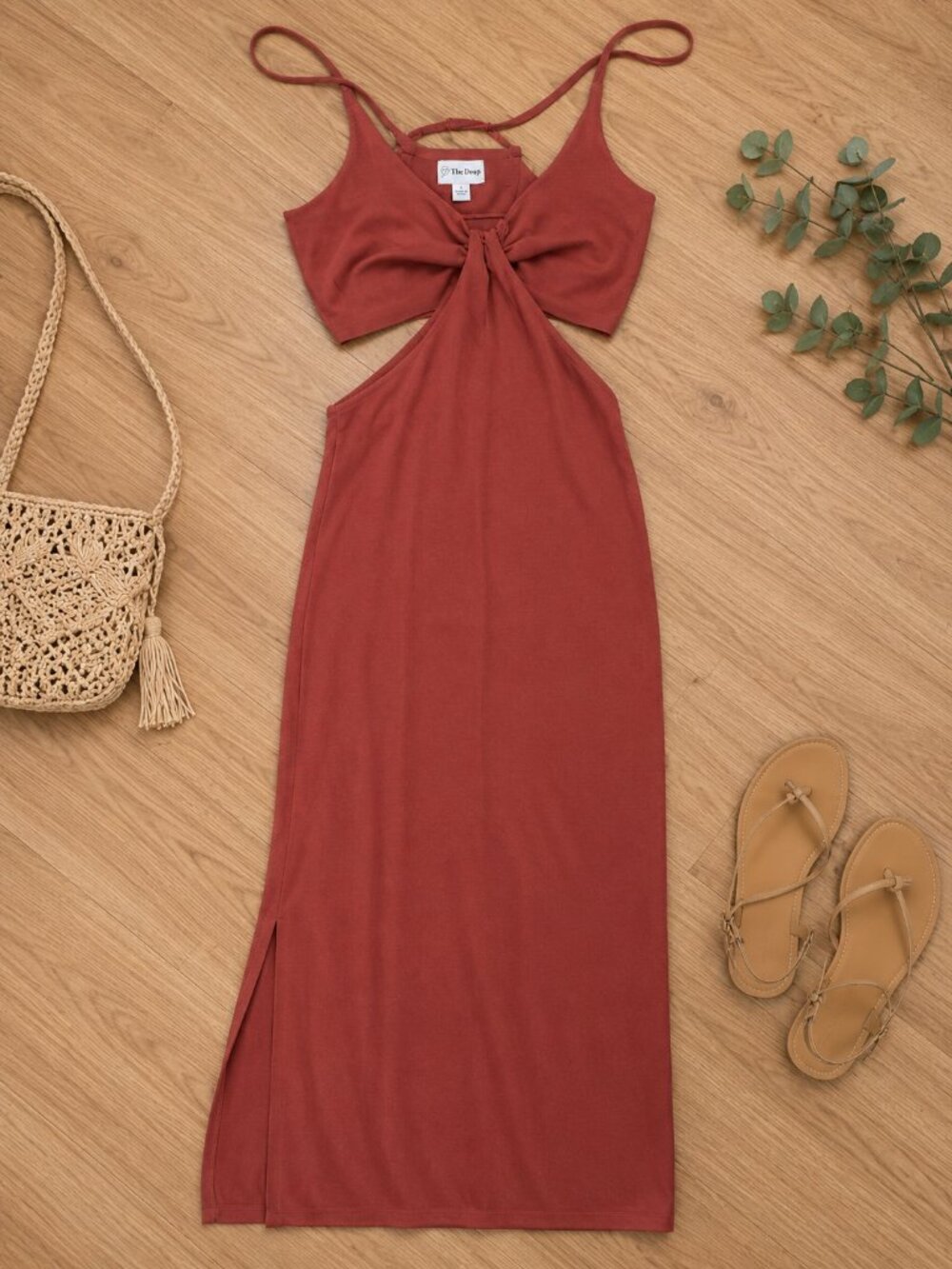 The Drop Rust Cutout Midi Dress | Size Small